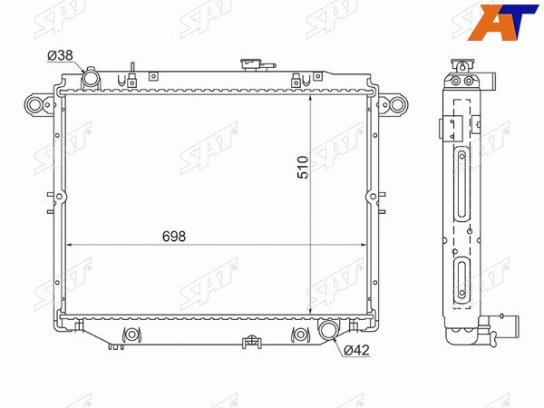 Радиатор Toyota Land Cruiser (J100) 98-07  Lexus LX470 98-07  Toyota Land Cruiser Cygnus 98-07
