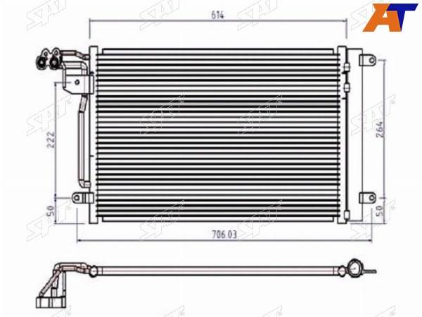 Радиатор кондиционера Skoda Rapid 12-  Volkswagen Polo 09-  Audi A1 10-18  Jetta VA3 19-  SEAT I