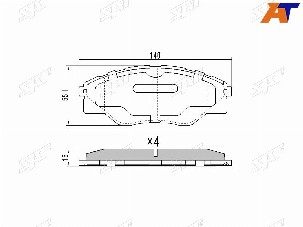 Колодки тормозные перед TOYOTA HILUX KUN123 04-12