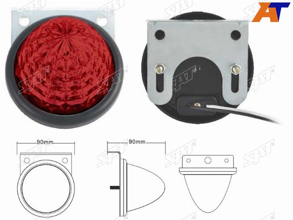 Боковые огни UNIVERSAL 24V (d90x90mm) диодный, красный
