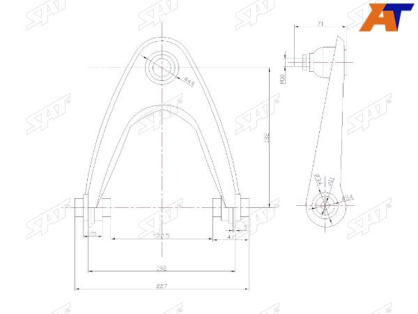 Рычаг верхний с шаровой HONDA BALLADECIVICFERIODOMANIINTEGRAORTHIAPARTNER 95-02 RH
