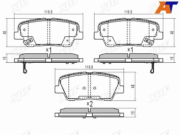 Колодки тормозные зад HYUNDAI SANTA-FE 12-