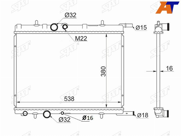 Радиатор Citroen Berlingo 96-22  C4 04-11  Xsara 97-06  Xsara Picasso 99-09  Peugeot 206 98-09