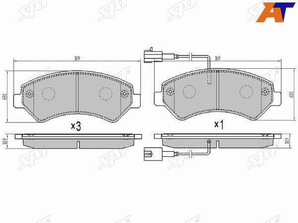 Колодки тормозные перед PEUGEOT BOXER 06- (2 датчика износа)