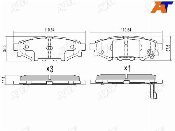 Колодки тормозные зад SUBARU IMPREZA GR 07- FORESTER SH 07-