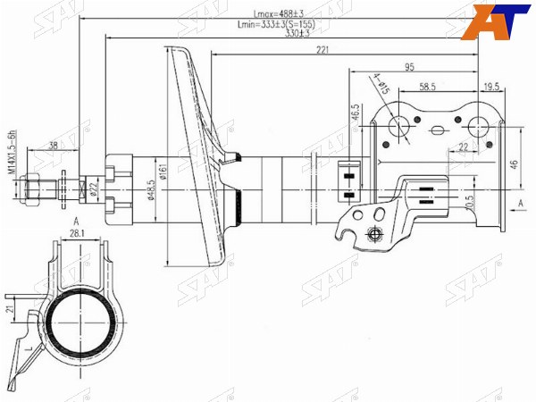 Стойка передняя TOYOTA CARINACALDINACORONA 92-02 LH