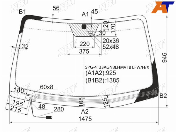 Стекло лобовое (Обогрев щеток Датчик дождя) Hyundai Santa Fe 05-12