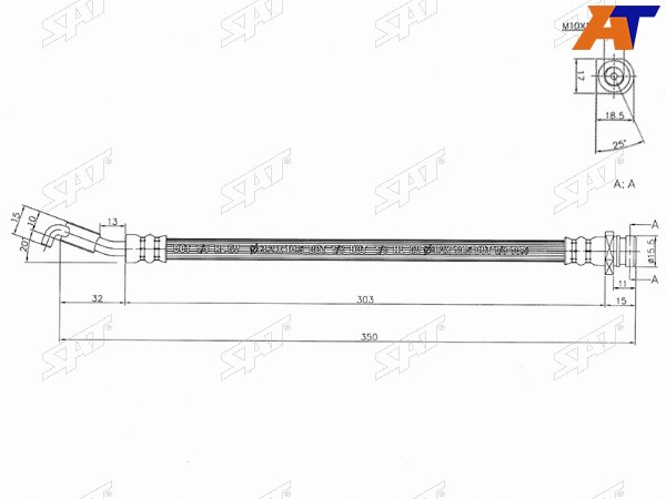 Шланг тормозной зад (Таиланд) HYUNDAI IX35 09-TUCSON 09-KIA SPORTAGE 10- LH