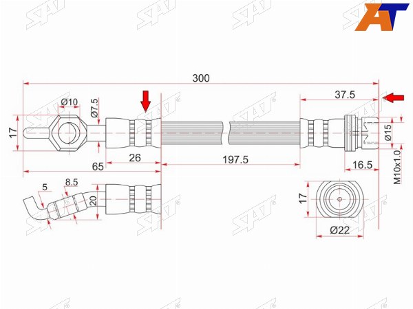 Шланг тормозной задний (Таиланд) TOYOTA CELICAOPAVISTAARDEOWISH 99-05 LH=RH