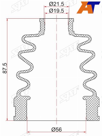 Пыльник шруса внутренний HONDA CR-V RE2 06-11 2.02.4L, MAZDA DEMIO 96-04  (2 хомута. резина