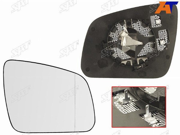 Полотно зеркала MERCEDES W204 06-11 RH асферическое с обогревом