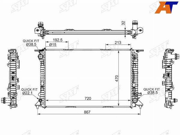 Радиатор Audi A4 08-15  A5 07-16  A6 10-18  A7 10-18  Porsche Macan 13-
