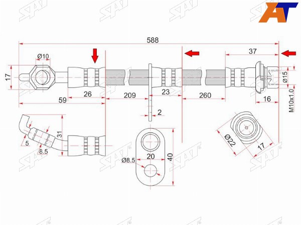 Шланг тормозной перед (Таиланд) TOYOTA CAMRYVISTA 94-98 RH