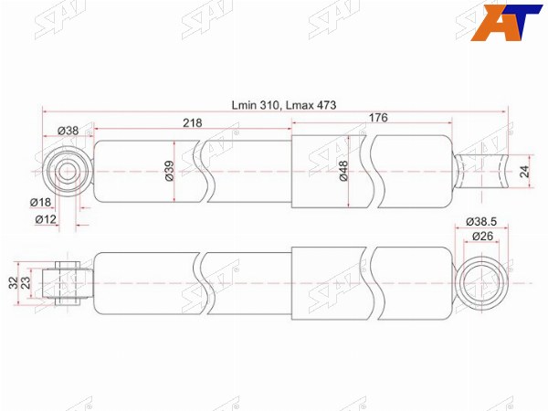 Амортизатор RR TOYOTA DYNA 100150TOYOACE G15 85- 1,82,4 LH=RH