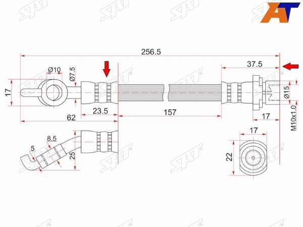 Шланг тормозной задний (Таиланд) TOYOTA COROLLAFIELDERRUNXALLEXMATRIXOPAVISTAARDEOWILLVOLTZ