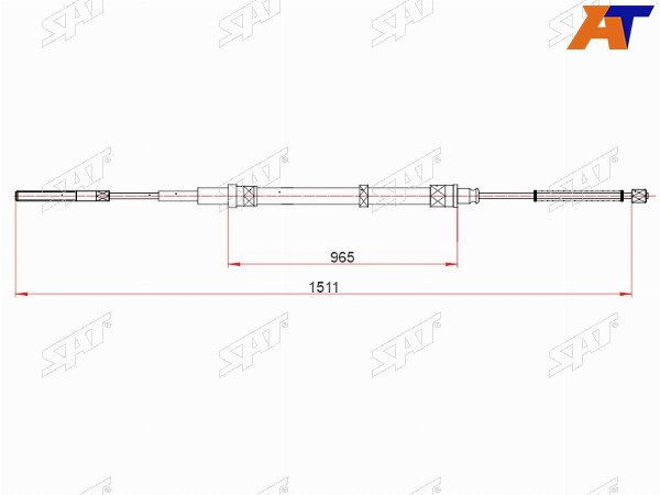 Трос ручного тормоза VW POLO 94-09 RHLH (без ABS)
