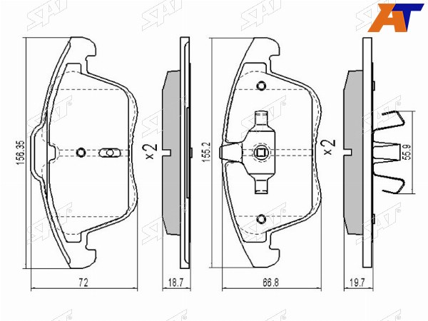 Колодки тормозные перед FORD MONDEO 07-14FREELANDER II 06-14VOLVO S60XC70 07-