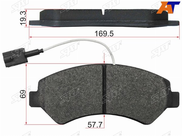 Колодки тормозные перед PEUGEOT BOXER 06-FIAT DUCATOCITROEN JUMPER (1 датчик износа с керамическим