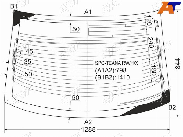 Стекло заднее (Цвет зеленый Обогрев Антенна) Nissan Teana 03-08