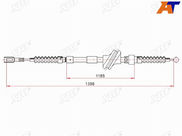 Трос ручного тормоза AUDI 80 IV90 III 88-94 левый