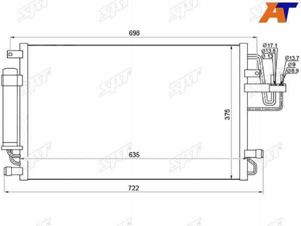 Радиатор кондиционера Hyundai Tucson 04-09  Kia Sportage 06-10