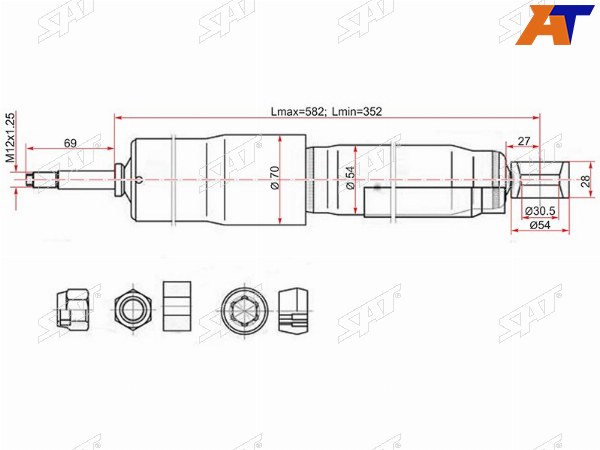 Амортизатор задний TOYOTA LAND CRUISER 80105MMC DELICA 94-06 (wo ECS) LH=RH
