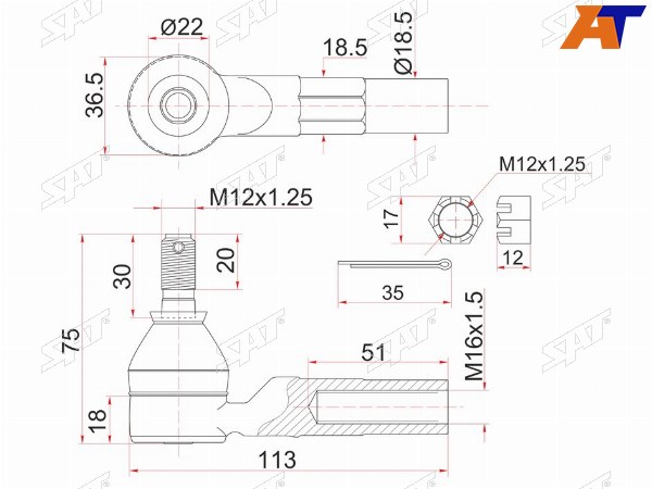 Наконечник рулевой TOYOTA CORSA,RAUM 90-03