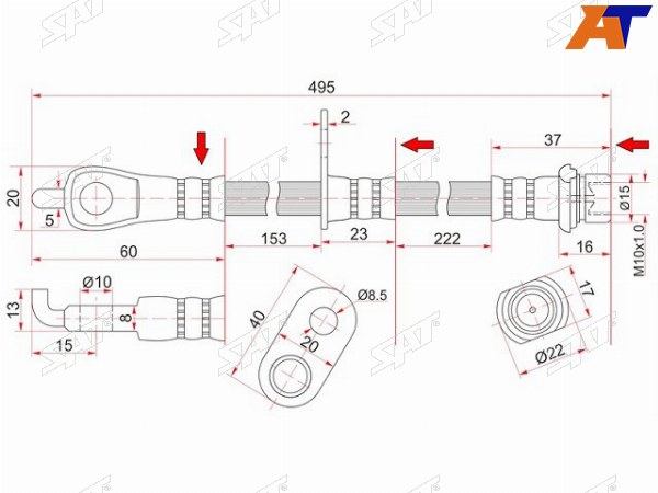Шланг тормозной передний (Таиланд) TOYOTA CAMRYLEXUS ES240350 06- RH