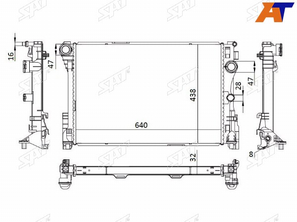Радиатор Mercedes-Benz C-Class 07-15  E-Class 09-17  CLS-Class 10-14
