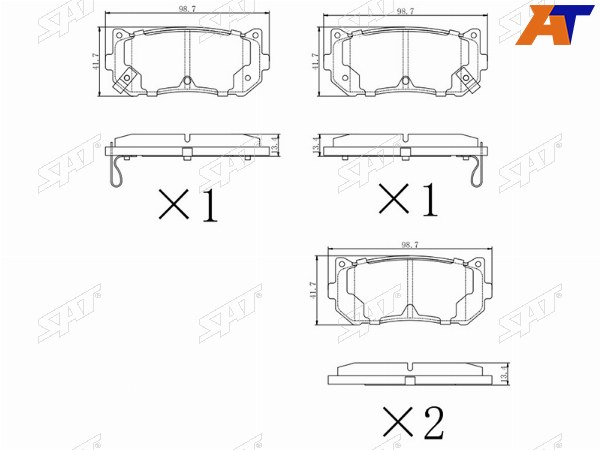 Колодки тормозные зад KIA SPECTRASHUMACARENS 01-06