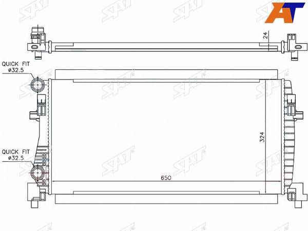 Радиатор Audi A3 12-19  Skoda Octavia 12-20  Rapid 12-20  Volkswagen Golf 12-19  Audi Q2 16-  S