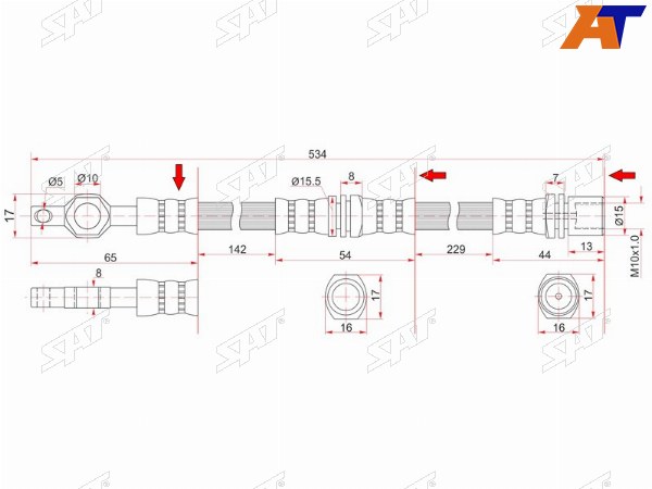 Шланг тормозной передний (Таиланд) TOYOTA CROWNMAJESTA 87-01 LH=RH