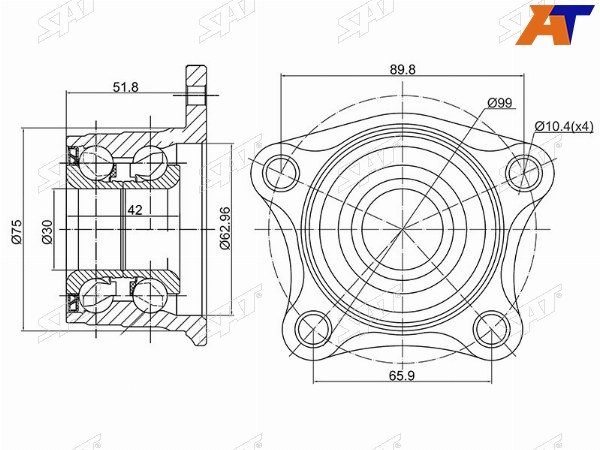 Полуступица задняя TOYOTA CAMRY V10SCEPTER 10WINDOM 10, 92-03