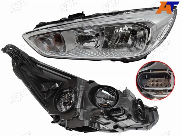 Фара FORD FOCUS III 15-19 LH хром, с электрокорректором