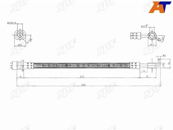Шланг тормозной зад (Таиланд)  NISSAN QASHQAI J10E 06- RH