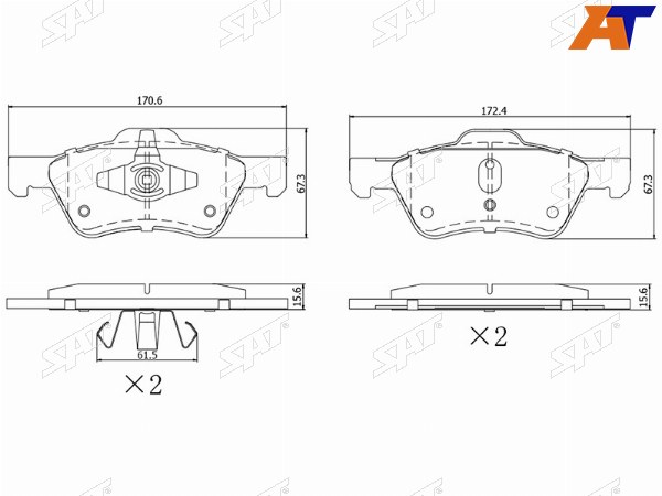 Колодки тормозные перед FORD MAVERICK 01-08 MAZDA TRIBUTE 04-08