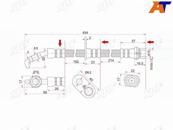 Шланг тормозной перед (Таиланд) TOYOTA RAV4 94-00RR CALDINACARINACORONA 4WD 92- LH
