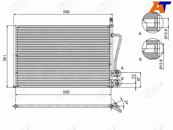 Радиатор кондиционера Ford Fiesta 02-08  Fusion 02-12  Mazda Demio 02-07  Mazda2 02-07