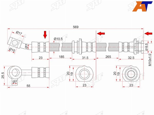 Шланг тормозной перед (Таиланд) NISSAN TEANA 03-08 RH