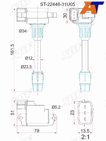 Катушка зажигания FR NISSAN CEFIRO A32 VQ20DEVQ25DEVQ30DE 94-98 (3)