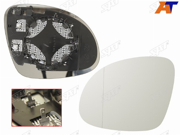 Полотно зеркала VW TIGUAN 07-16SKODA YETI 09-18 LH асферическое с обогревом