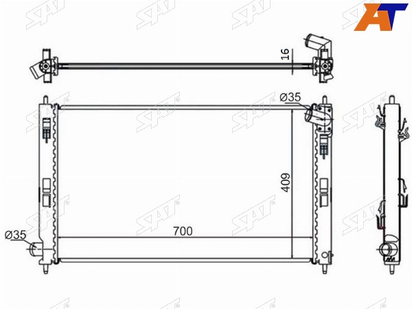 Радиатор Mitsubishi ASX 10-  Lancer 07-17  Outlander 05-  Citroen C4 Aircross 12-16  C-Crosser 0