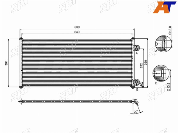 Радиатор кондиционера FORD TRANSIT 00-06