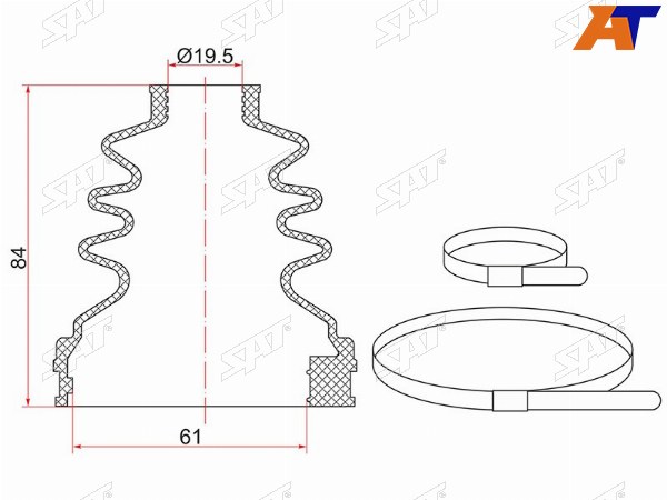 Пыльник шруса внутренний FR NISSAN NOTE E11  (2 хомута. резина)