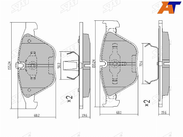 Колодки тормозные перед BMW E82E909290E606365E89E84