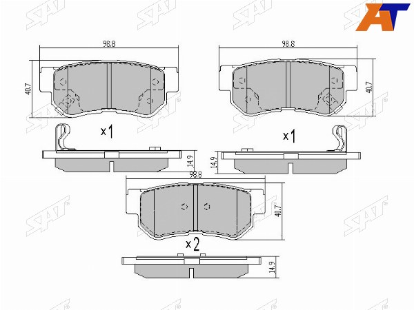 Колодки тормозные зад HYUNDAI GETZ 05-09SANTA FE 01-06SONATA 04-09