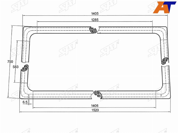 Молдинг лобового стекла (Уплотнительная резинка узкая кабина) Nissan Atlas F 02-07  ТагАЗ Роад Пар