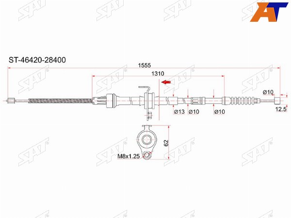 Трос ручника TY TownAce Noah 2WD CR4SR4 98-,  - RH