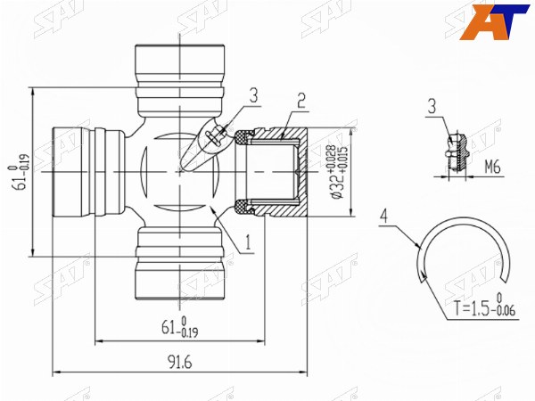 Крестовина кардана RR TY LCR J80, Surf TRN215, Dyna