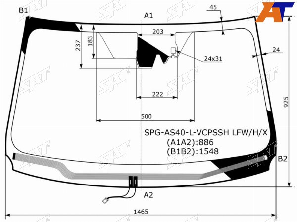 Стекло лобовое (Обогрев щеток Одна камера Датчик дождя) Toyota RAV4 (XA40) 12-19
